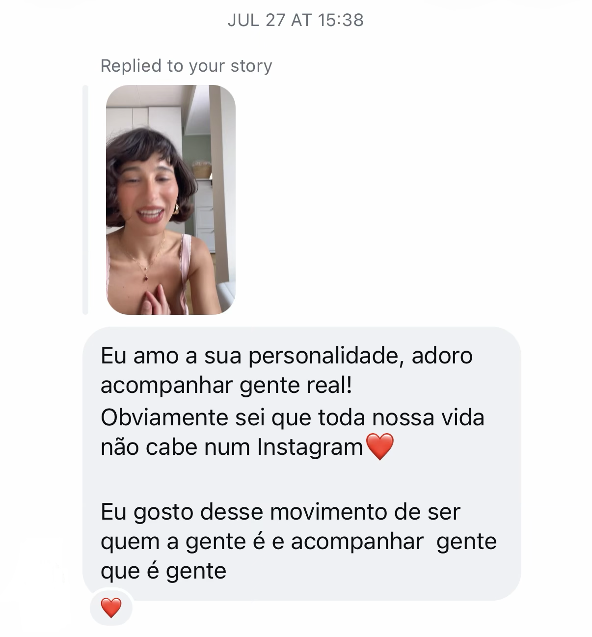 Mensagem de uma pessoa da comunidade de Cissa no Instagram 10