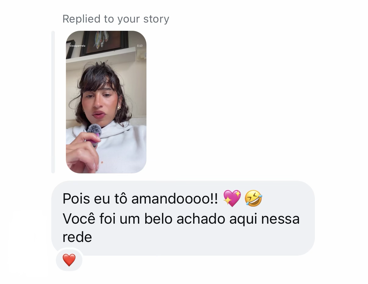 Mensagem de uma pessoa da comunidade de Cissa no Instagram 4