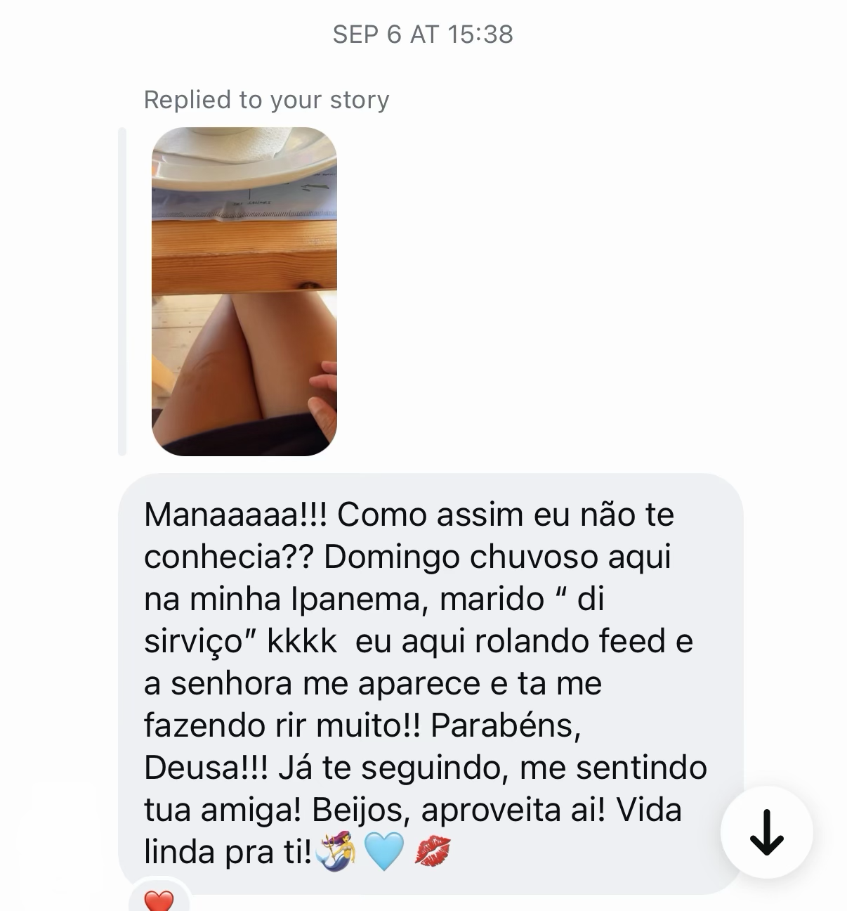 Mensagem de uma pessoa da comunidade de Cissa no Instagram 6